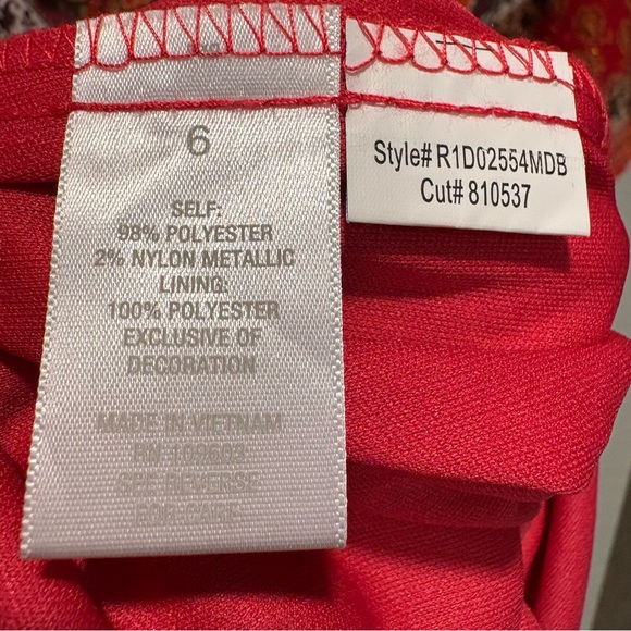 Westport 1962 Midi Dress Size 6 Red Brown Metallic Paisley Print V-Neck Casual - Picture 7 of 9